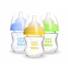 Custom oem private label easy to clean silicone infant food safe bpa free 6oz glass baby feeder bottle